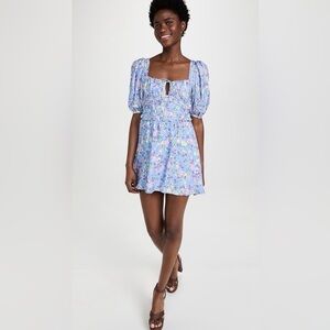 For Love and Lemons Floral Puff Sleeve Mini Dress